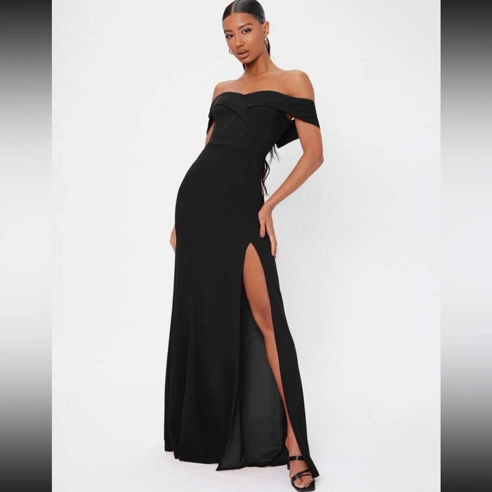 Shein Tall Solid Off Shoulder Backless Split Thig… - image 4